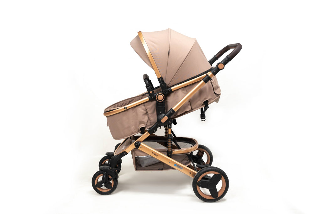 Poussette Titou Kids 2 en 1 — Nacelle réversible, châssis aluminium - Marron