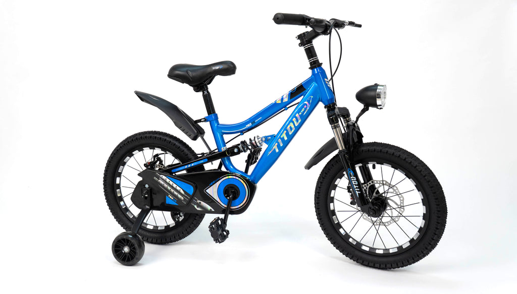 Vélo Titou Kids 16" Moto – Vélo Enfant Look Moto avec Phare et Suspension