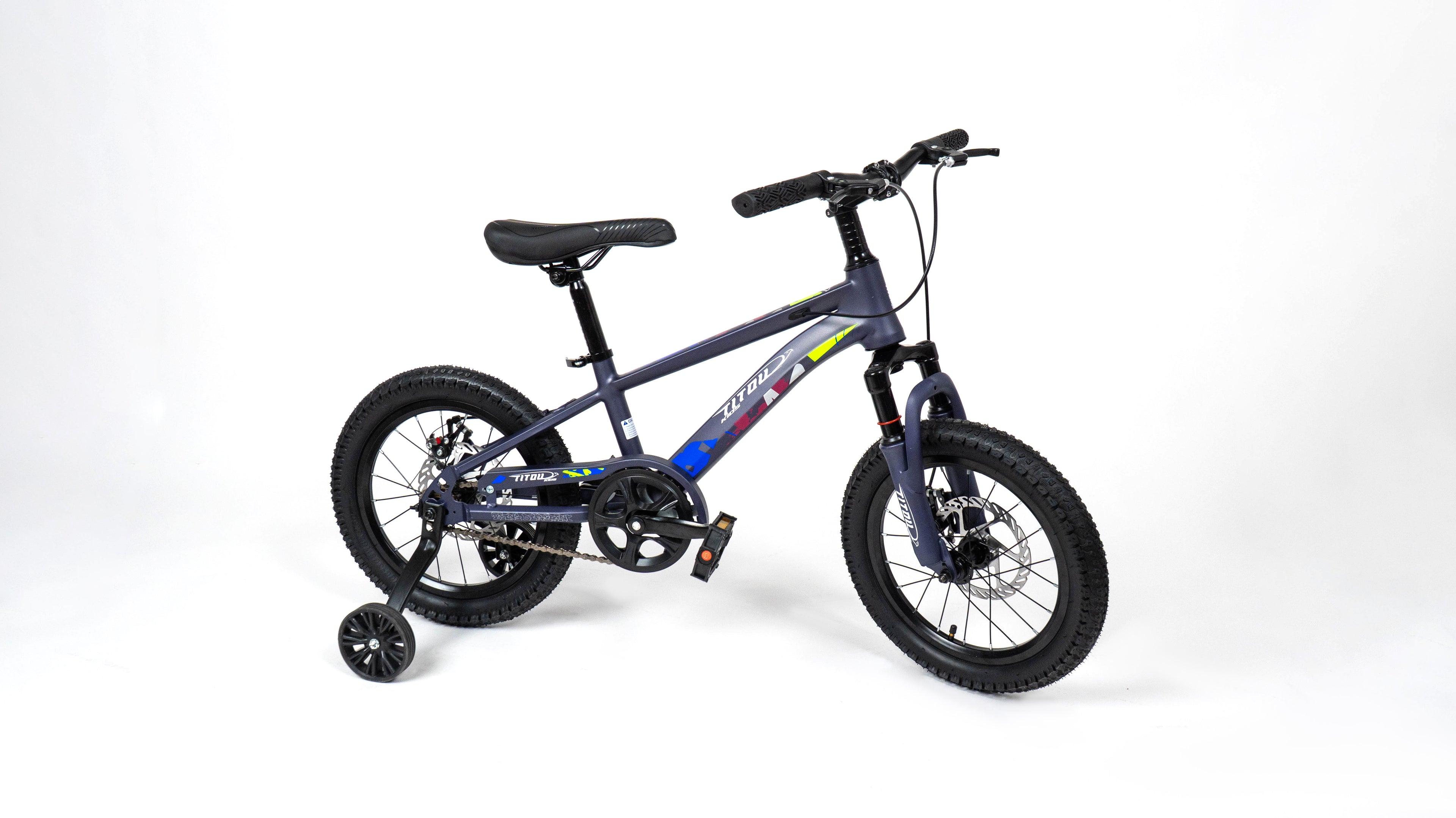 Vélo Titou Kids 16" – VTT Enfant avec Stabilisateurs, Fourche Suspendue et Freins à Disque (Copy)