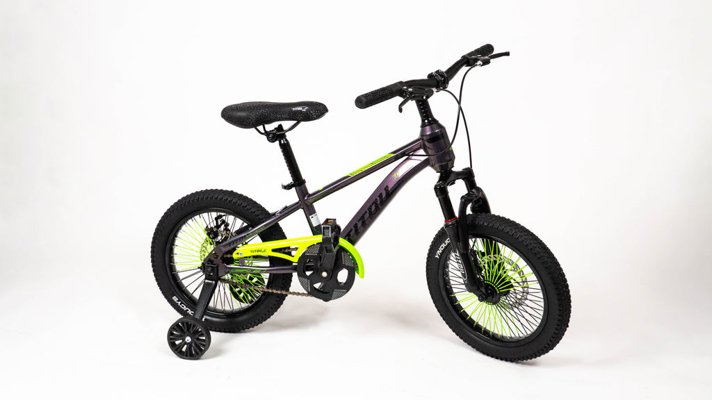 Vélo Titou Kids 16" – VTT Enfant avec Stabilisateurs, Fourche Suspendue et Freins à Disque