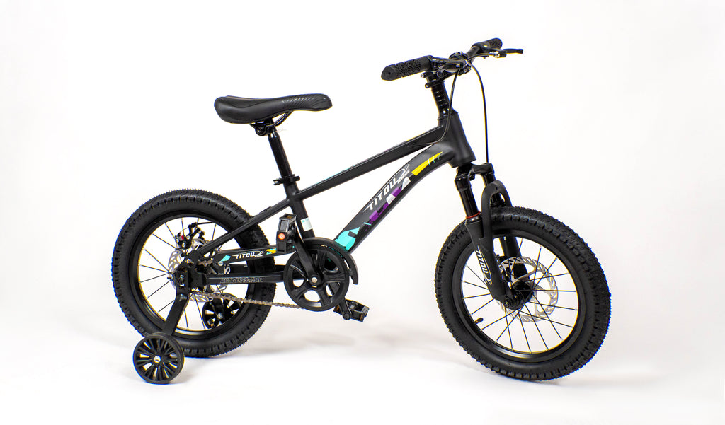 Vélo Titou Kids 16" – VTT Enfant avec Stabilisateurs, Fourche Suspendue et Freins à Disque (Copy)