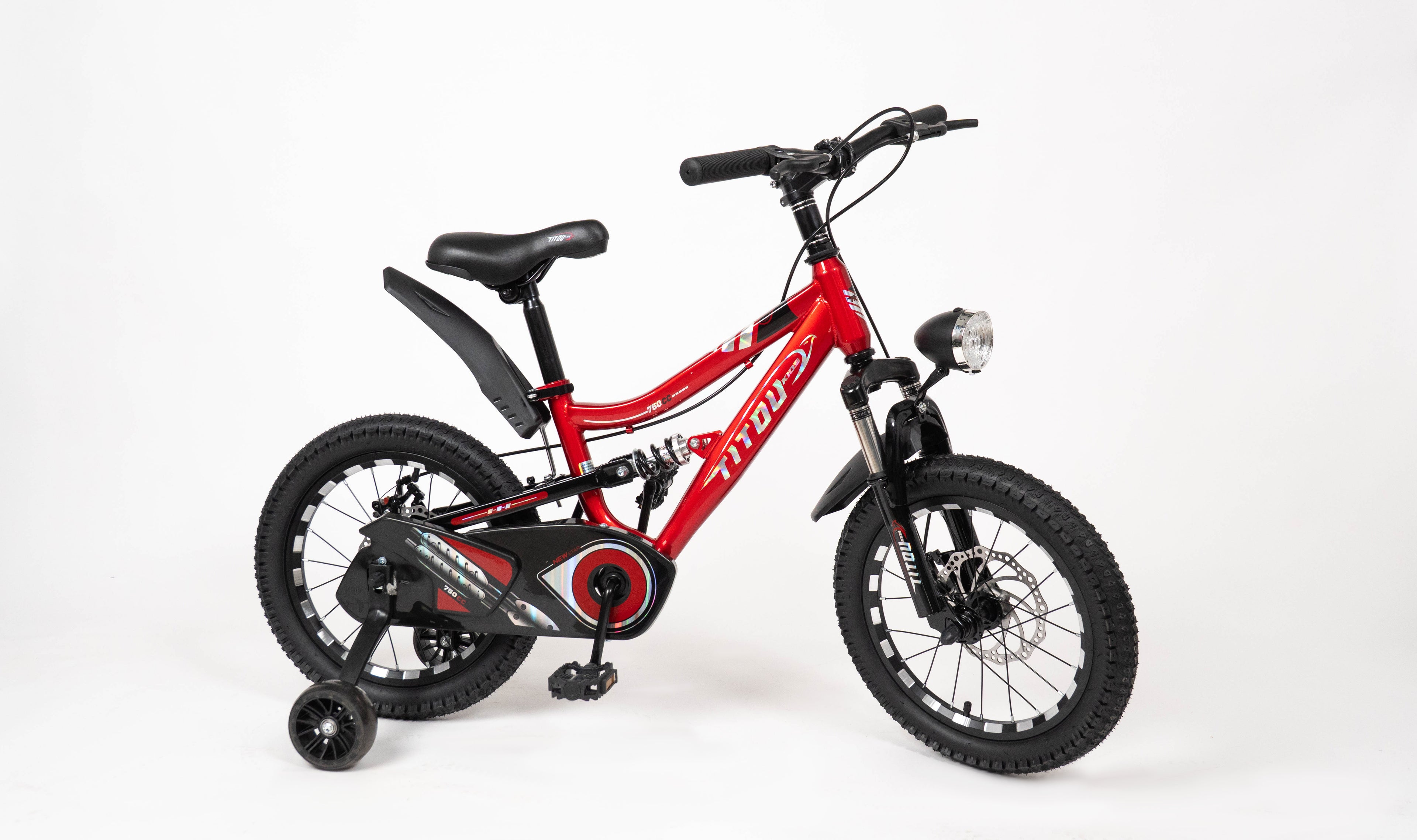 Vélo Titou Kids 16" Moto – Vélo Enfant Look Moto avec Phare et Suspension