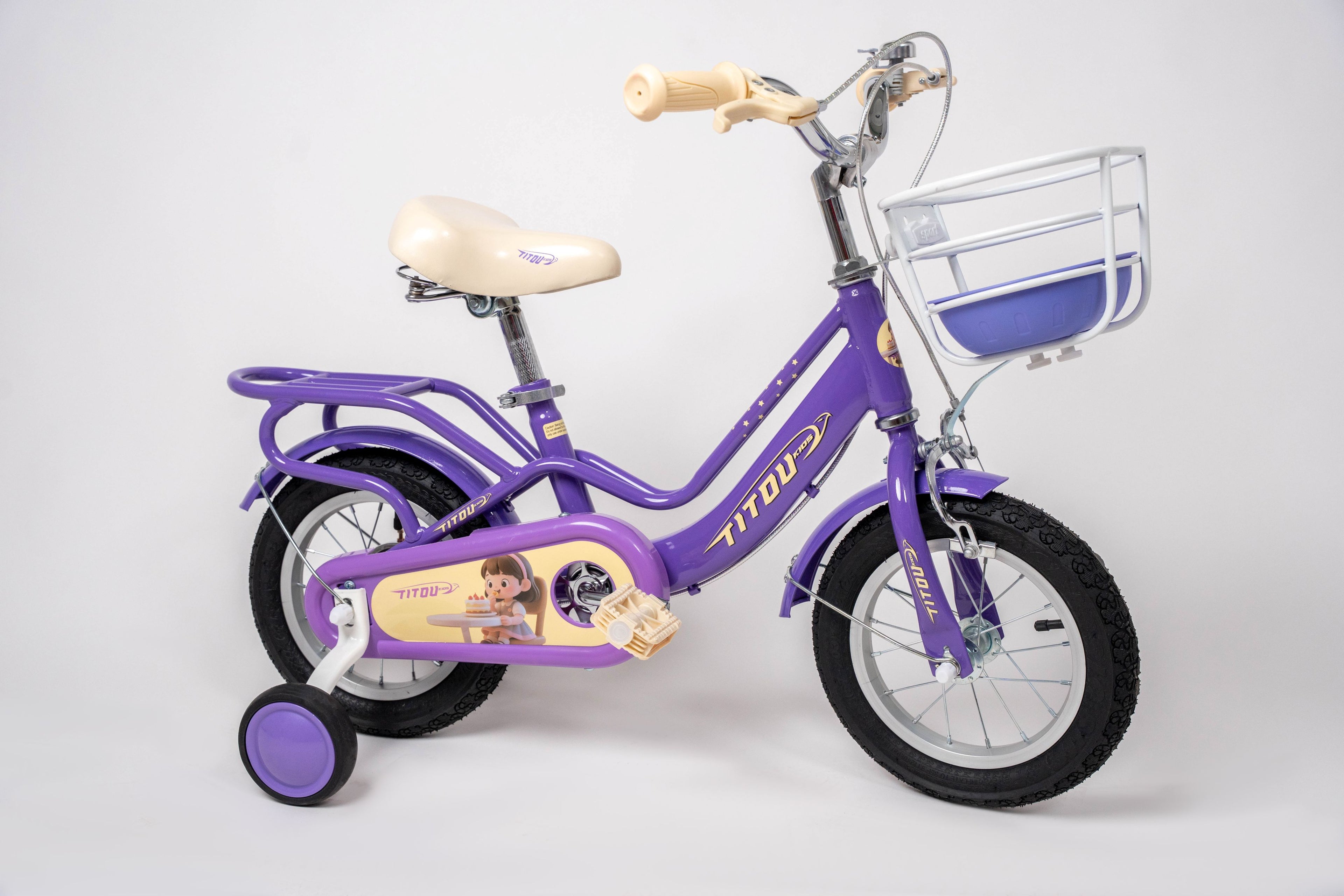Vélo Titou Kids 12" Sweet – Vélo Fille avec Panier et Stabilisateurs