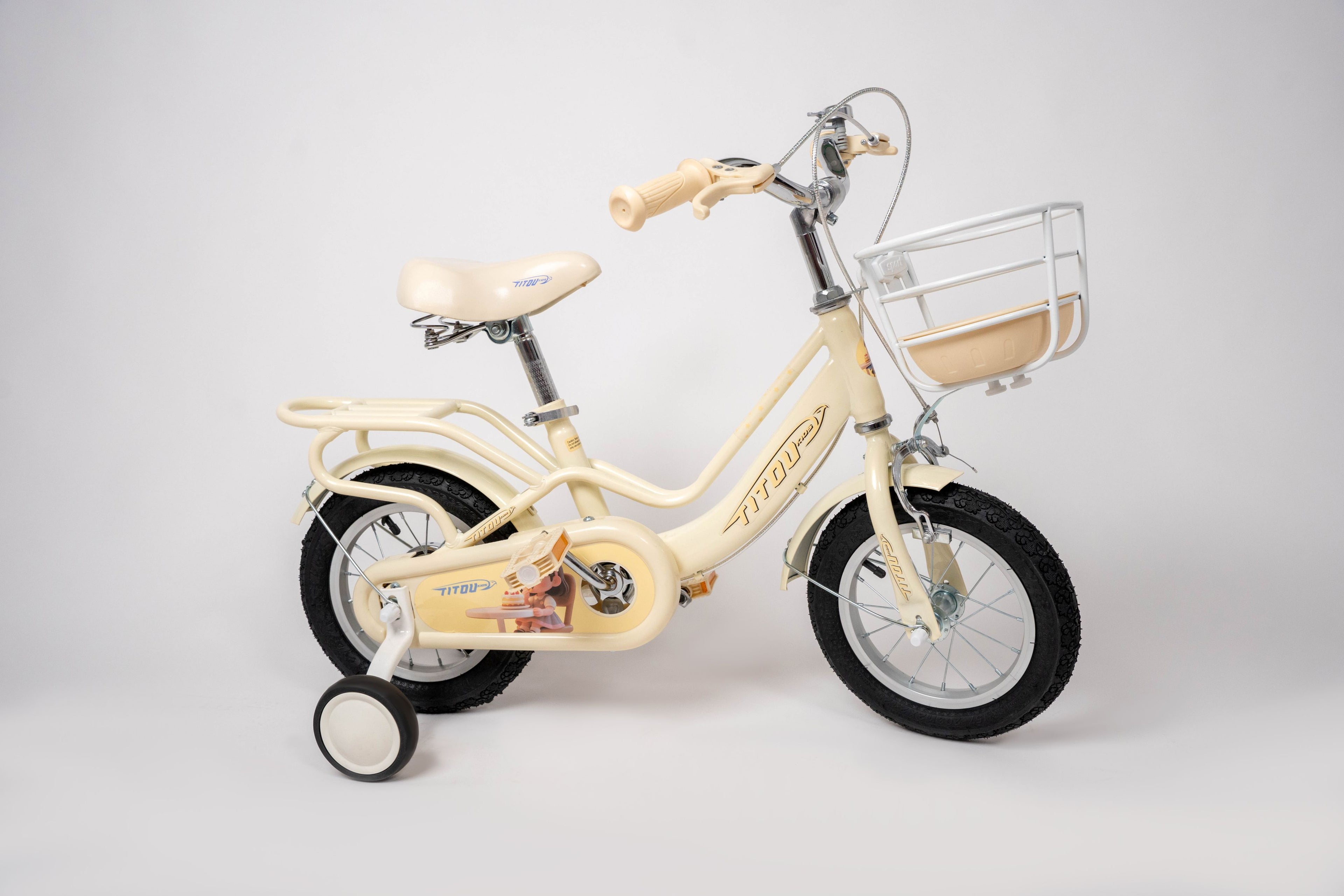 Vélo Titou Kids 12" Sweet – Vélo Fille avec Panier et Stabilisateurs