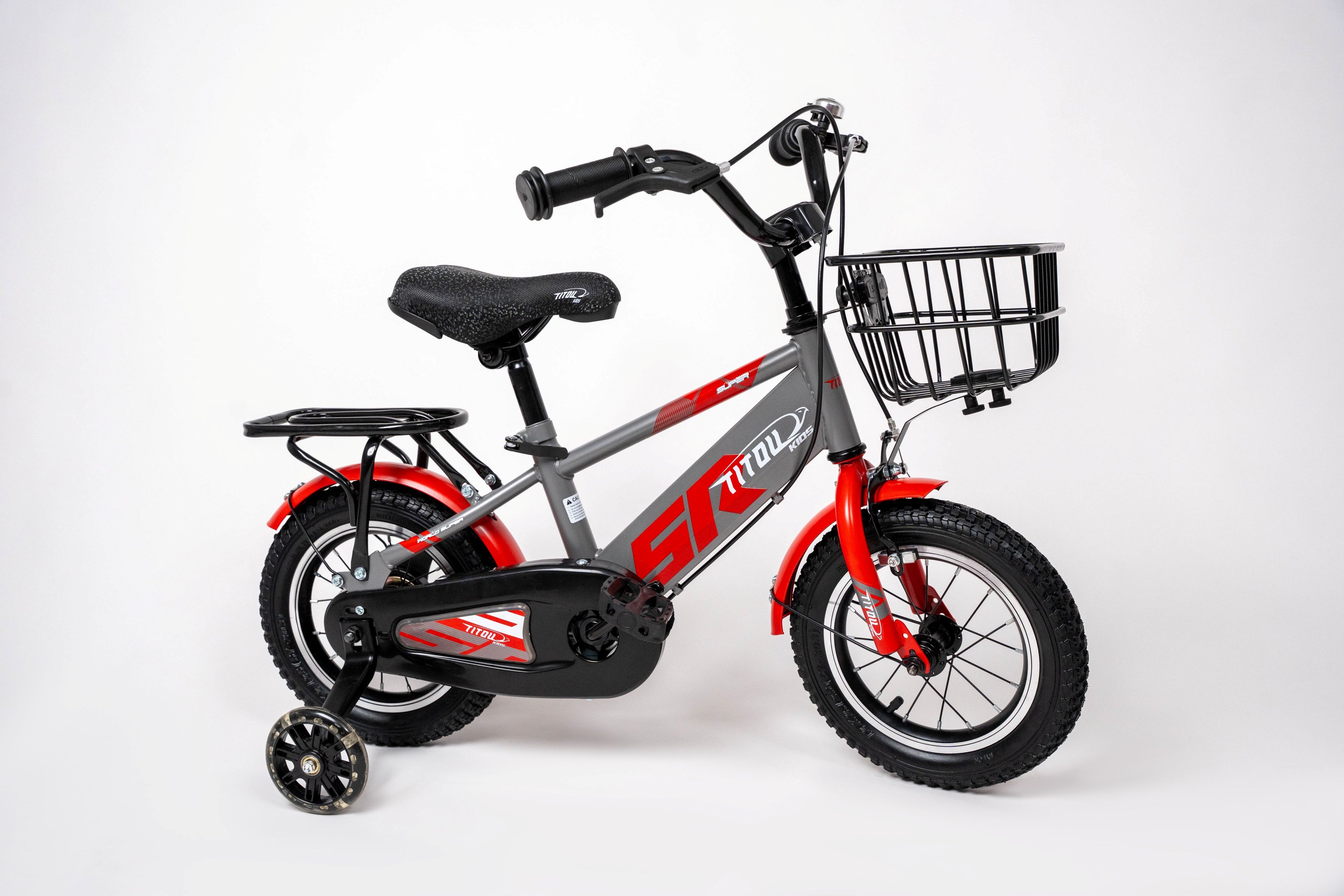 Vélo Titou Kids 12" – Premier Vélo Enfant avec Panier, Porte-bagages et Stabilisateurs