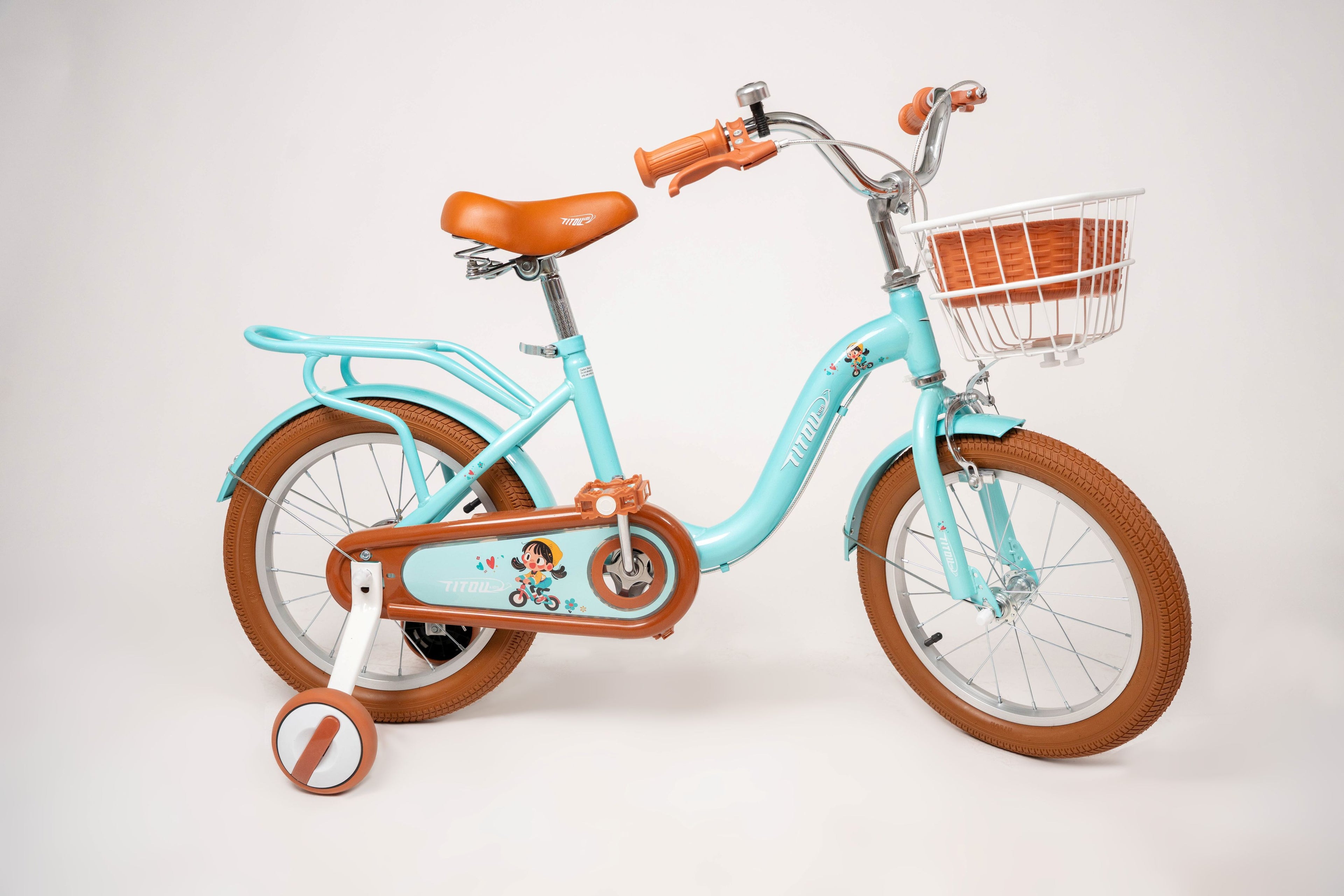 Vélo Titou Kids 12" Vintage – Vélo Fille Rétro avec Panier et Stabilisateurs